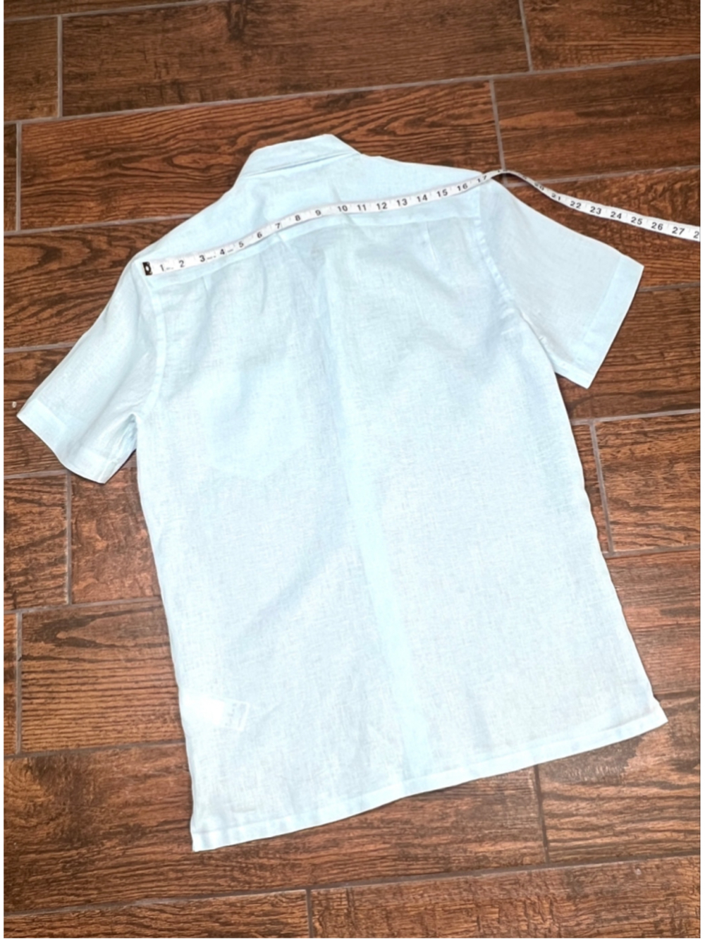 Lacoste Mens Shirt Linen Short Sleeve Button Down Shirt Light Blue Size S - Picture 5 of 5